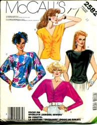 2582 MCCALLS 1986 STRETCH KNIT  PULLOVER TOPS  SLEEVES OR NOT PATTERN 12 UNCUT